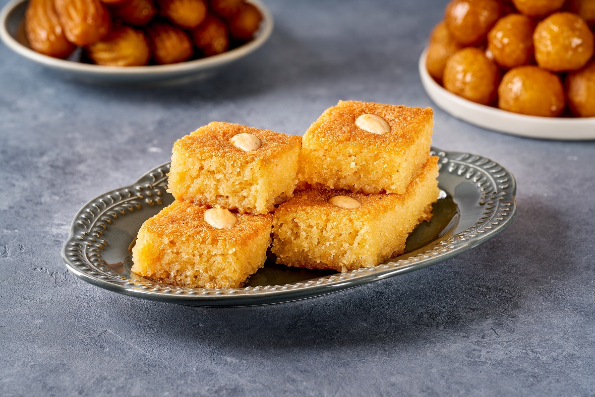 Middle,Eastern,Semolina,Cake,Basbousa,,,Namoora,,Hareesa