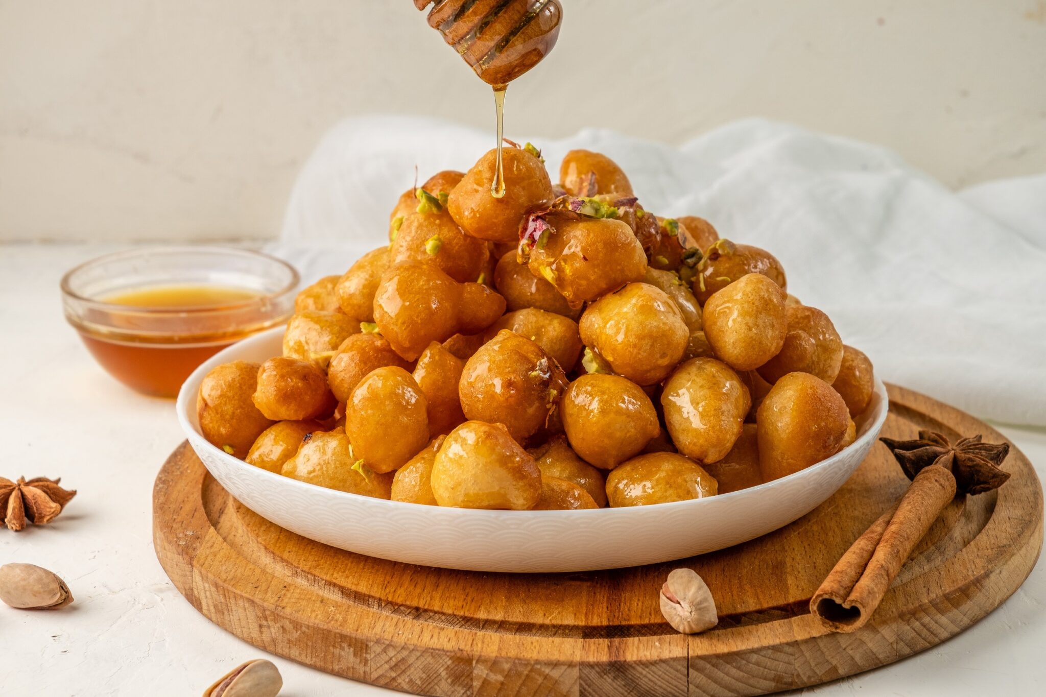 Luqaimat,Is,A,Traditional,Sweet,,Fried,Dough,In,Honey,Syrup.