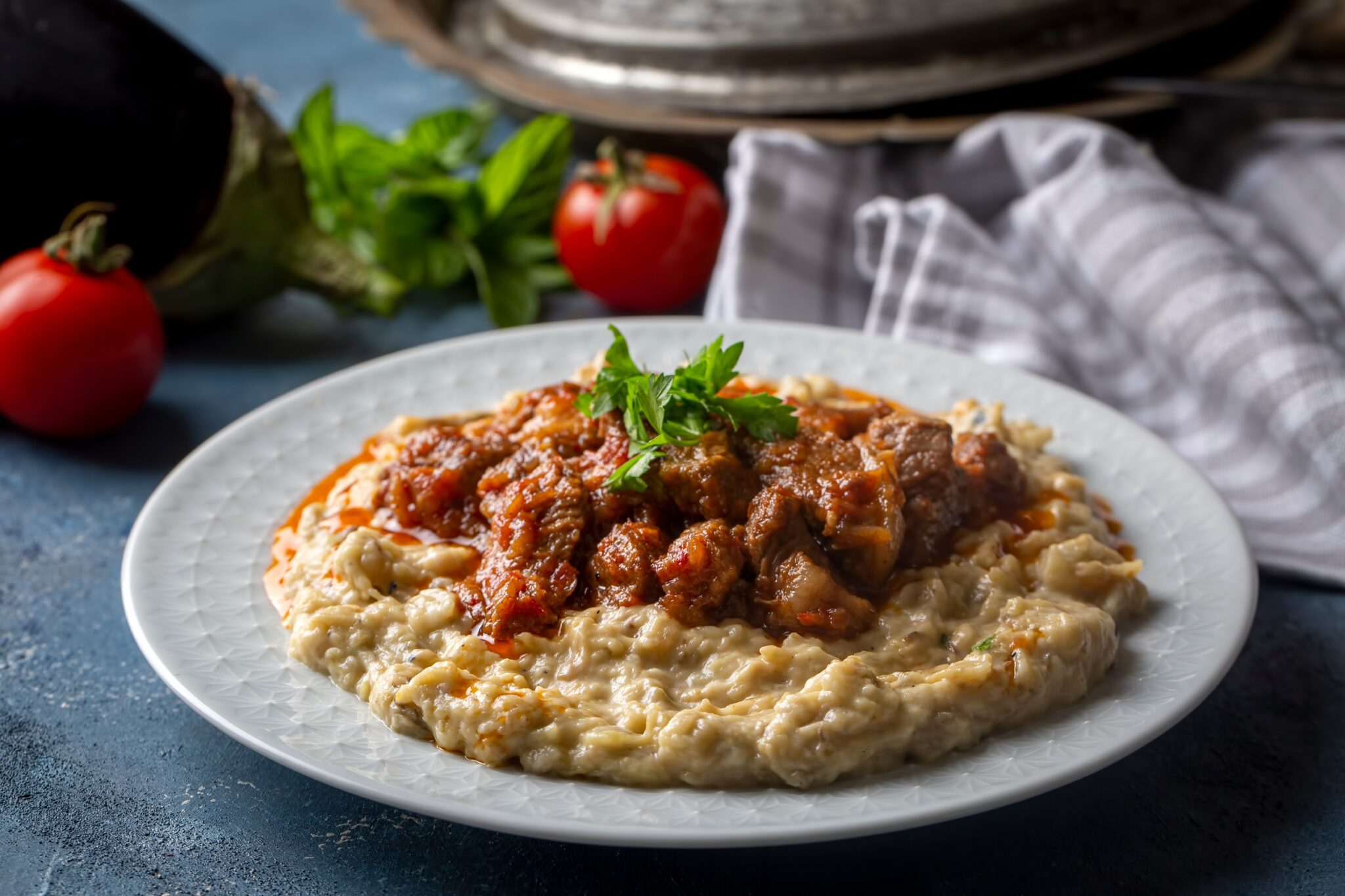 Turkish,Food,Hunkar,Begendi,Made,With,Eggplant,And,Meat.