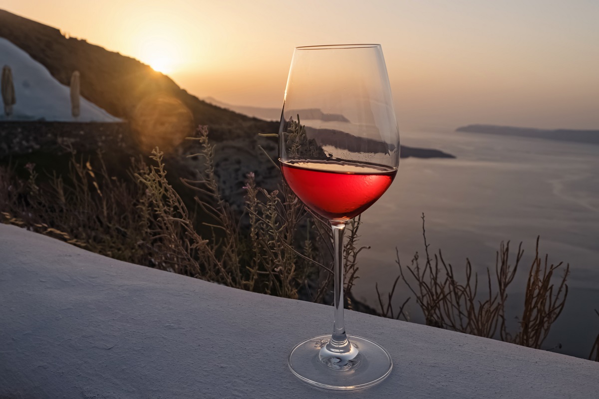 Glass,Of,A,Rose,Wine,Standing,On,The,Table,With