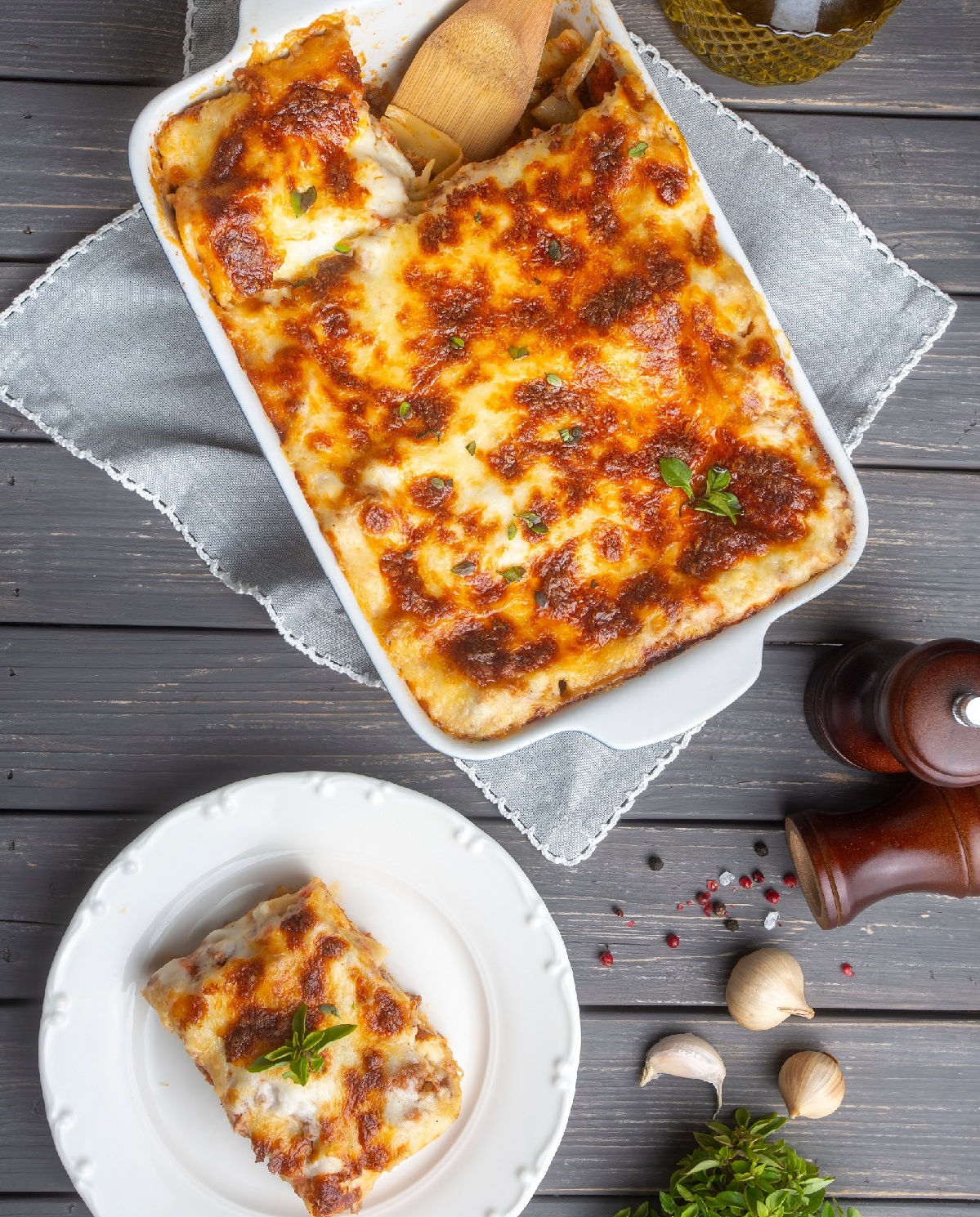 Portion,Of,Ground,Beef,Lasagna,Topped,With,Melted,Cheese,And