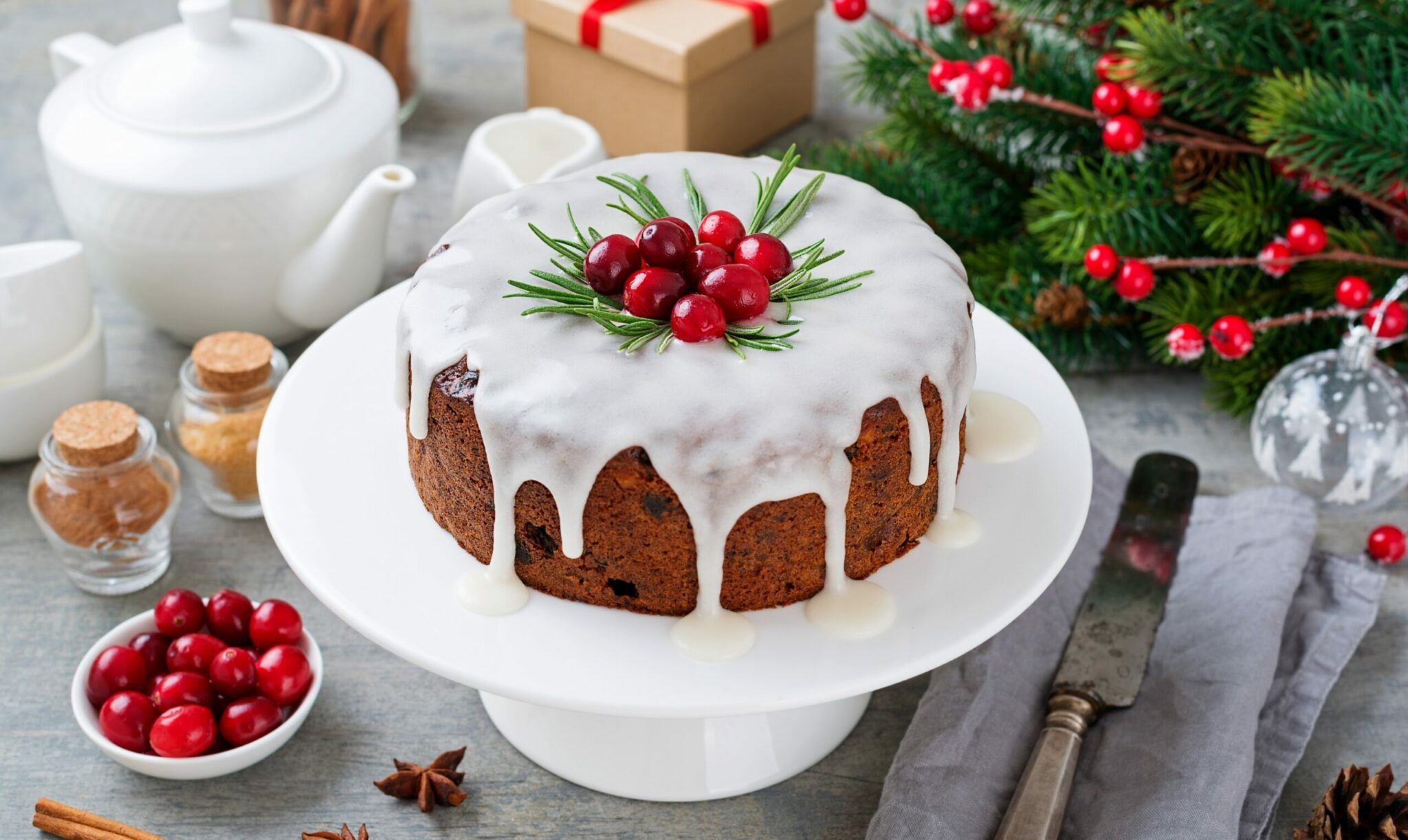 Traditional,Christmas,Fruit,Cake,,Pudding,With,Dried,Fruits,,Nuts,And
