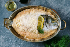 Sea,Fish,,Dorado,Fish,Baked,In,Coarse,Salt,Mixed,With
