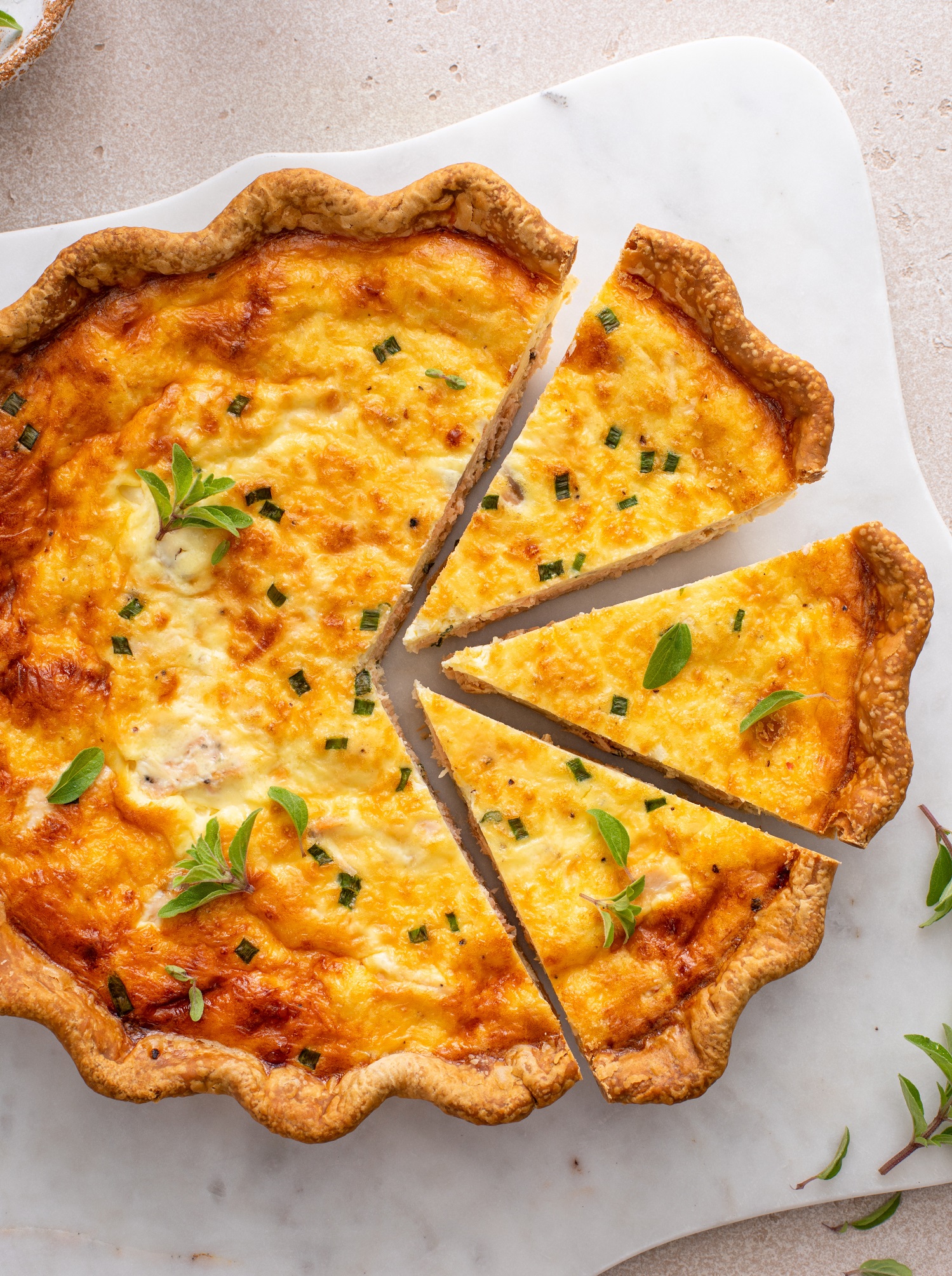 Salmon,And,Cheese,Quiche,With,Herbs,Freshly,Baked,For,Breakfast,