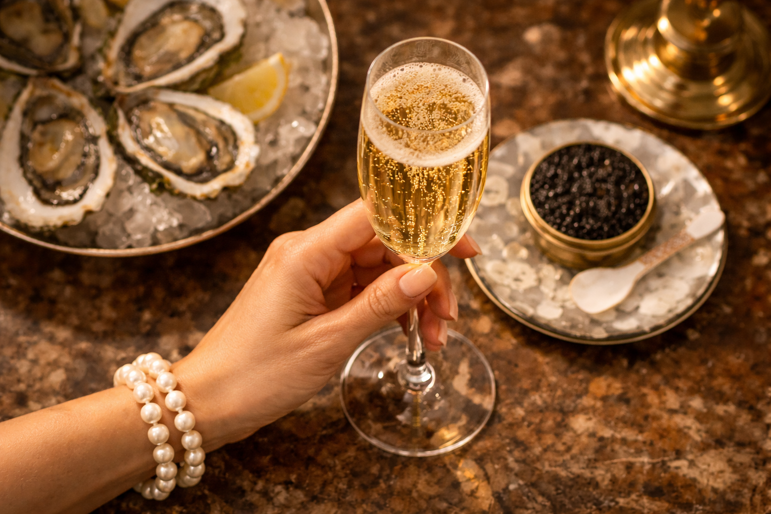 σαμπάνια και μαργαριτάρια