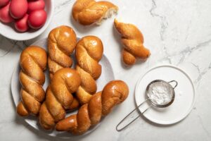 Greek,Easter,Buns.,Gree.,Italian,Easter.,Traditional,Easter,Bread.,Eggs