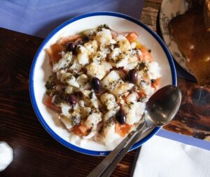 Fresh,Esqueixada,,A,Traditional,Spanish,Cod,Salad,,Featuring,Flaked,Cod,