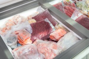Frozen,Food,In,The,Freezer.,Bagged,Frozen,Meat,And,Other