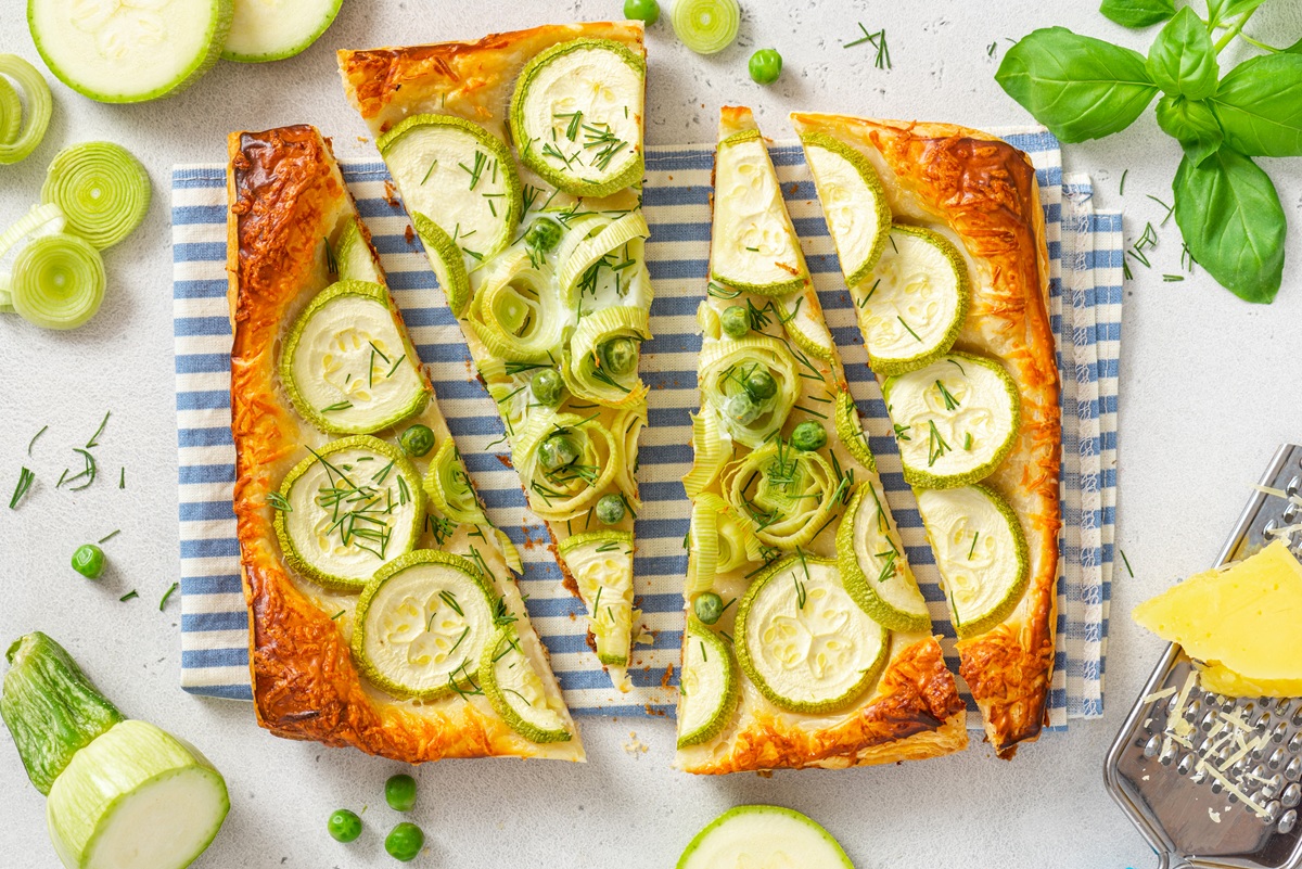 Vegetarian,Vegetable,Pie.,Tasty,Summer,Pie,With,Zucchini,,Leek,And