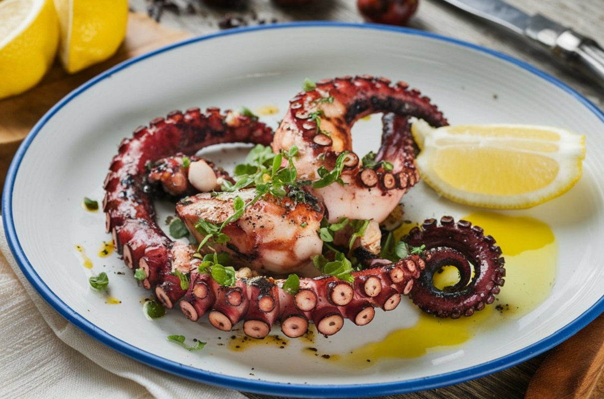 Grilled,Octopus:,Tender,Octopus,Char-grilled,For,A,Smoky,Flavor,,Often