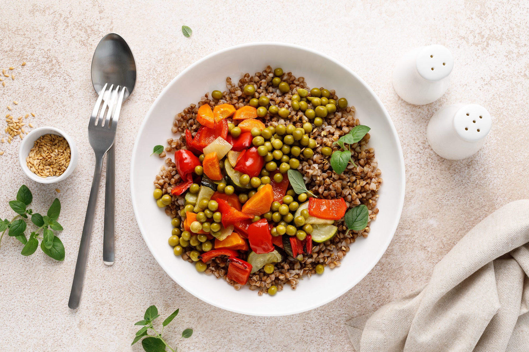 Buckwheat,With,Roasted,Vegetables,And,Green,Peas