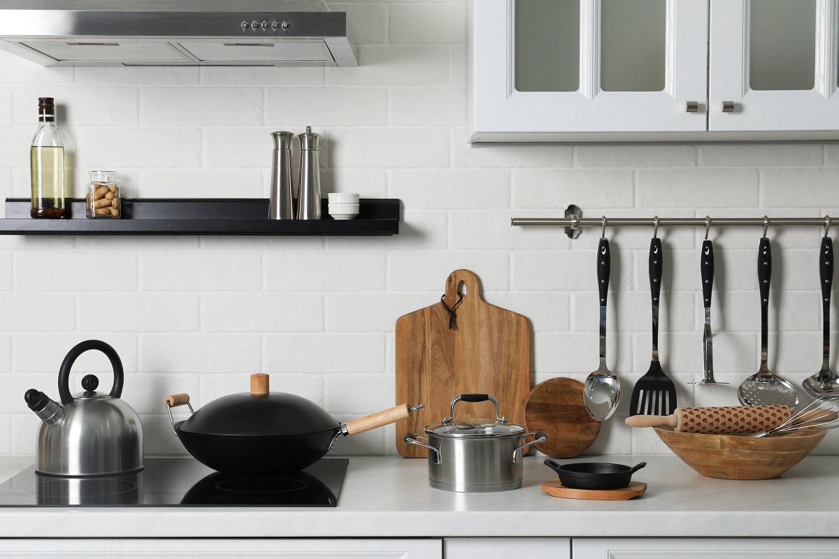 Countertop,With,Different,Cooking,Utensils,In,Kitchen