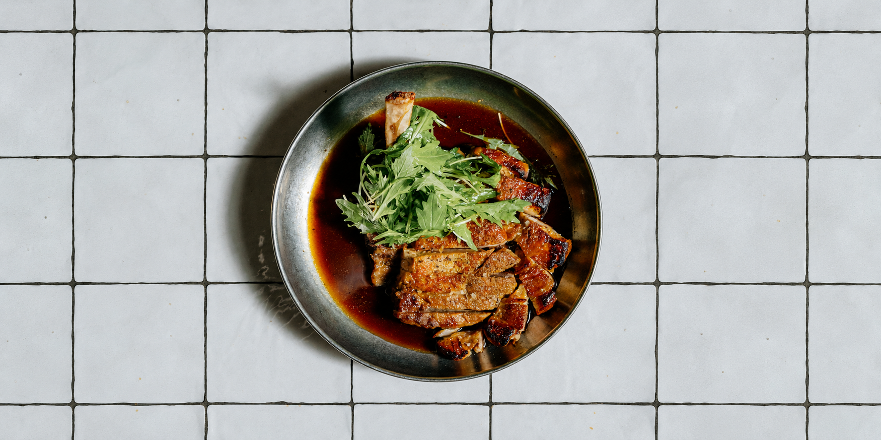 Savory plate on a tiled table