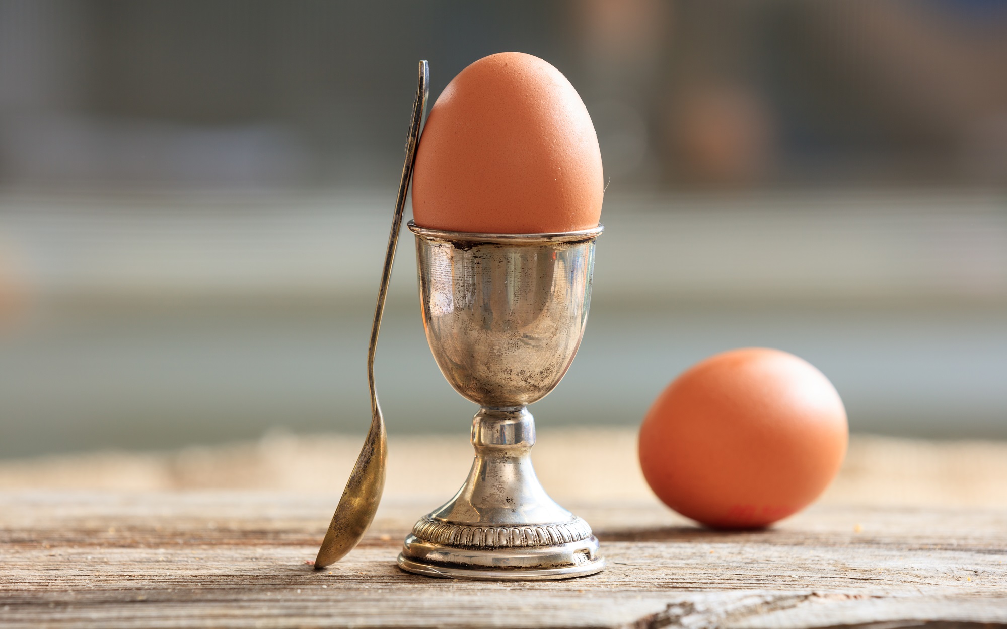 Eggs,And,A,Silver,Egg,Cup,In,An,Old,Tray
