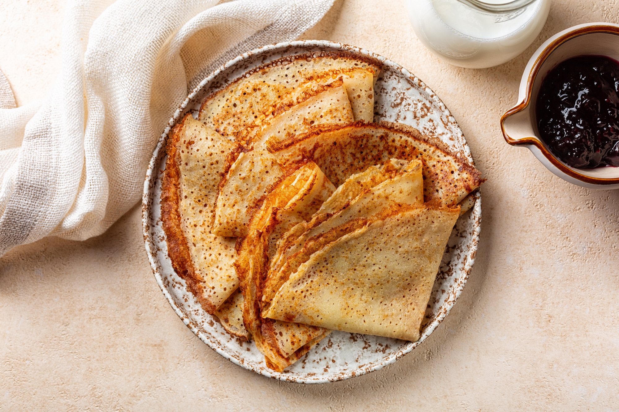 Homemade,Gluten-free,Crepes,Made,With,Rice,Flour.,Directly,Above.